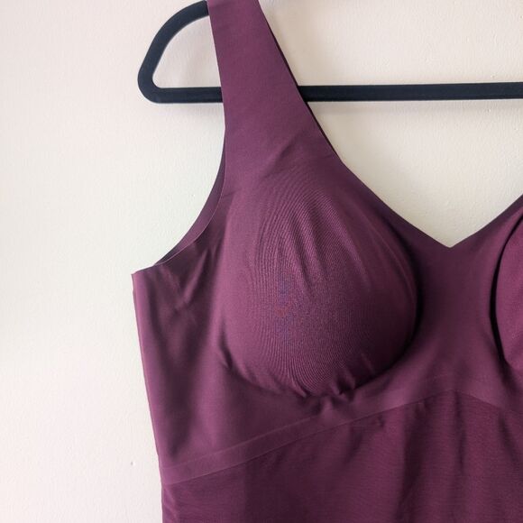 Honeylove LiftWear Tank Seamless Shapewear Wide Band V-Neck Fig Burgundy 2X - Picture 5 of 7